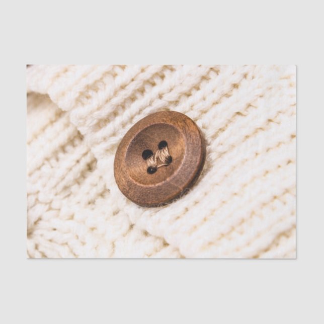 Cardigan sweater knit button brown cream tissue paper (Front)