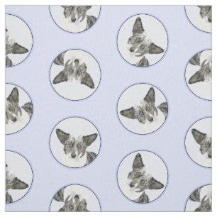 Cardigan Welsh Corgi Blue Merle Painting Dog Art Fabric