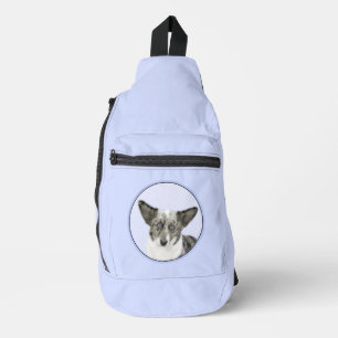 Cardigan Welsh Corgi Blue Merle Painting Dog Art Sling Bag