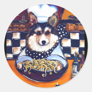 Cardigan Welsh Corgi Chef Classic Round Sticker