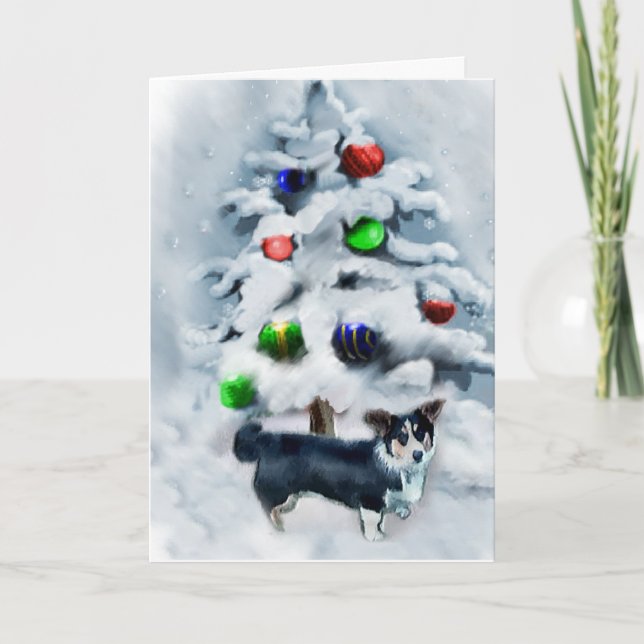 Cardigan Welsh Corgi Christmas Holiday Card (Front)