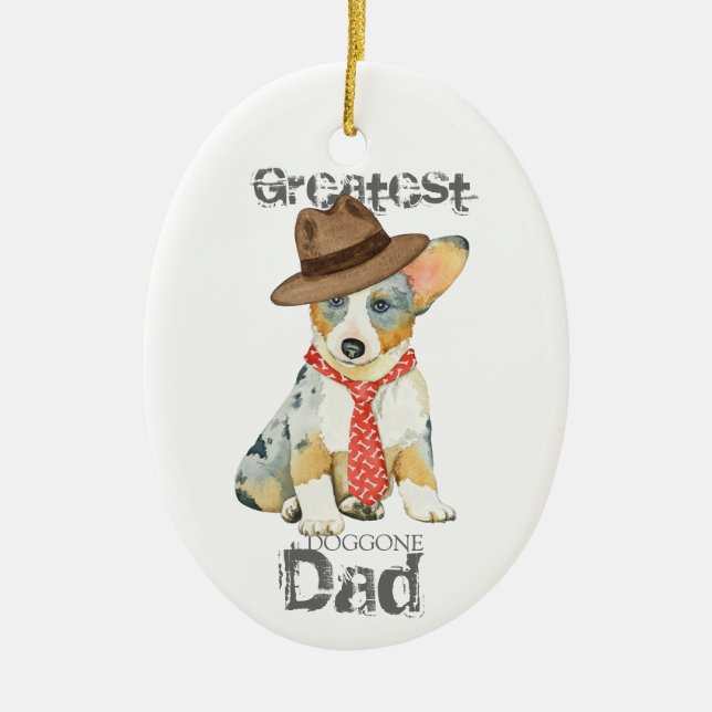Cardigan Welsh Corgi Dad Ceramic Ornament (Front)