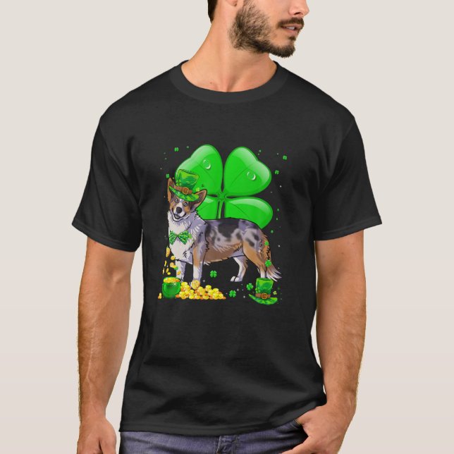 Cardigan Welsh Corgi Dog Lucky Charm St. Patrick's T-Shirt (Front)