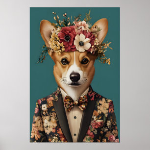 Cardigan Welsh Corgi In Suit Poster, Corgi Poster