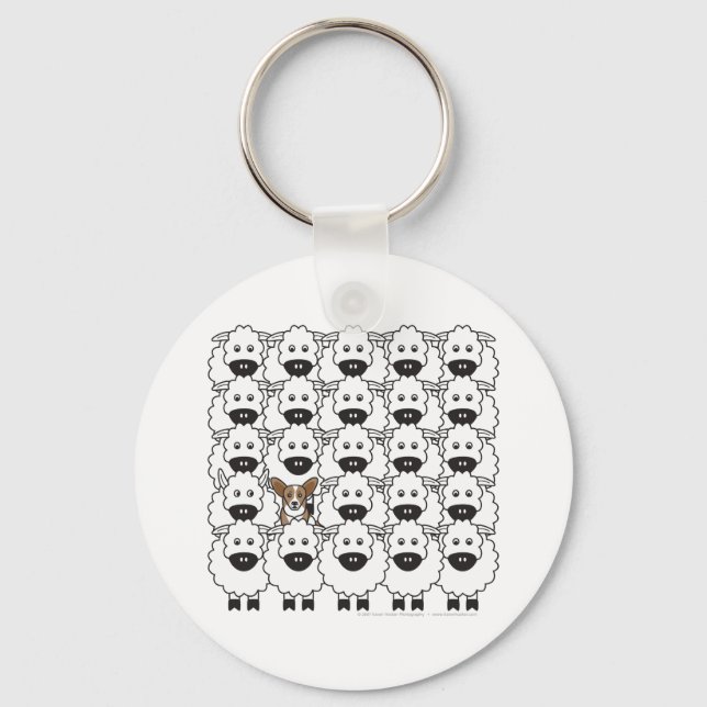 Cardigan Welsh Corgi in the Sheep Keychain (Front)