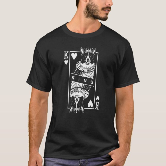 Cardigan Welsh Corgi King Of Hearts Funny Dog Love T-Shirt (Front)