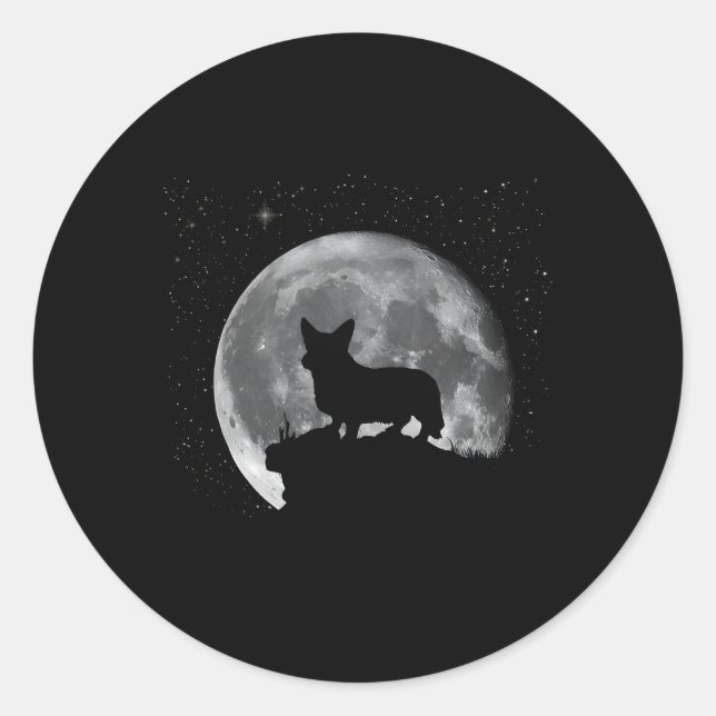 Cardigan Welsh Corgi Moon Classic Round Sticker (Front)