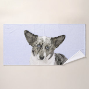 Cardigan Welsh Corgi Painting - Original Dog Art Bath Towel Set