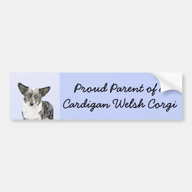 Cardigan Welsh Corgi Painting - Original Dog Art Bumper Sticker (Front)