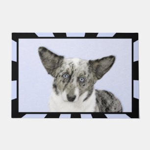 Cardigan Welsh Corgi Painting - Original Dog Art Doormat