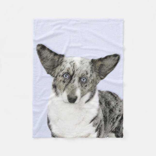 Cardigan Welsh Corgi Painting - Original Dog Art Fleece Blanket (Front)