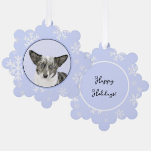 Cardigan Welsh Corgi Painting - Original Dog Art Ornament Card