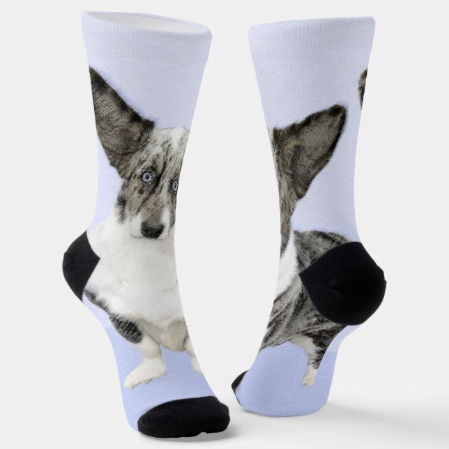 Cardigan Welsh Corgi Painting - Original Dog Art Socks (Angled)