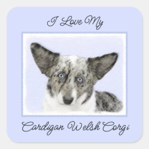 Cardigan Welsh Corgi Painting - Original Dog Art Square Sticker