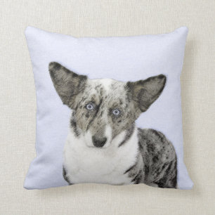 Cardigan Welsh Corgi Painting - Original Dog Art Throw Pillow