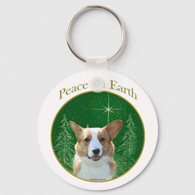 Cardigan Welsh Corgi Peace Keychain (Front)