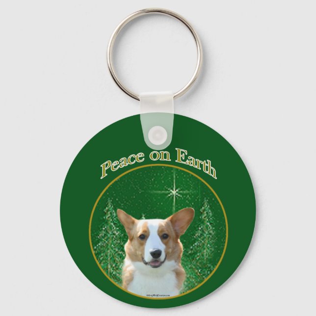 Cardigan Welsh Corgi Peace Keychain (Front)