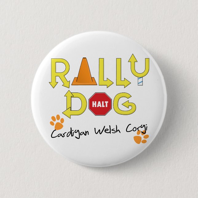 Cardigan Welsh Corgi Rally Dog 2 Inch Round Button (Front)