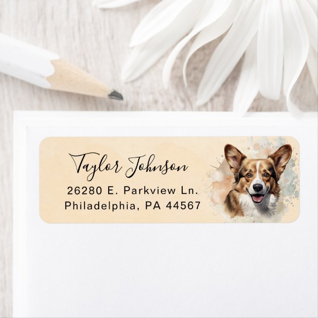 Cardigan Welsh Corgi Return Address Label (Insitu)