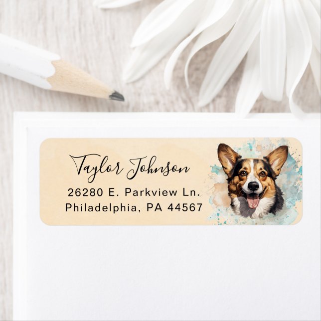 Cardigan Welsh Corgi Return Address Label (Insitu)