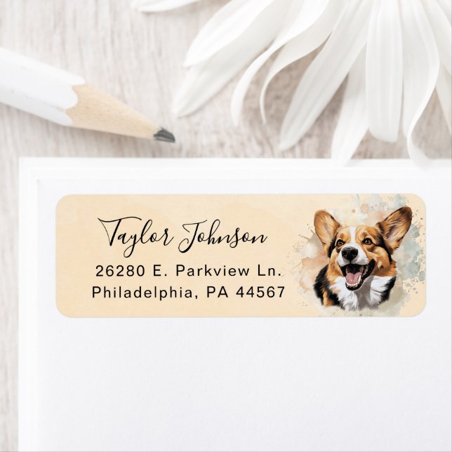 Cardigan Welsh Corgi Return Address Label (Insitu)