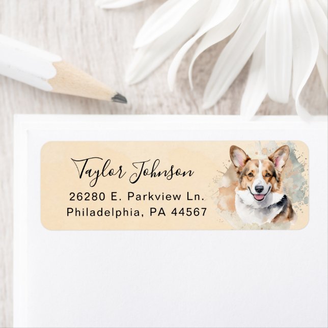 Cardigan Welsh Corgi Return Address Label (Insitu)