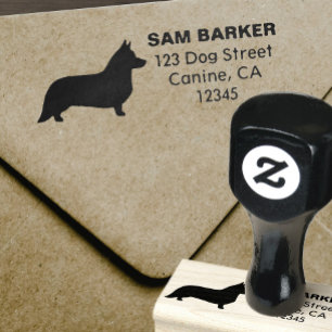 Cardigan Welsh Corgi Return Address Rubber Stamp