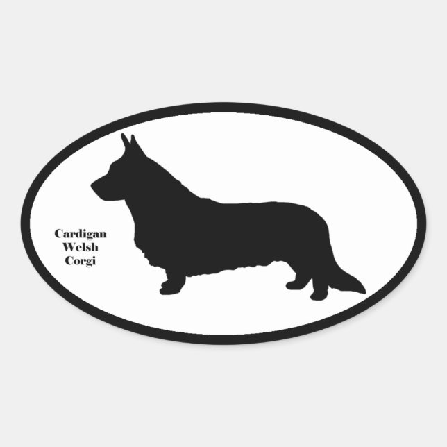 Cardigan Welsh Corgi SIlhouette Oval Sticker (Front)
