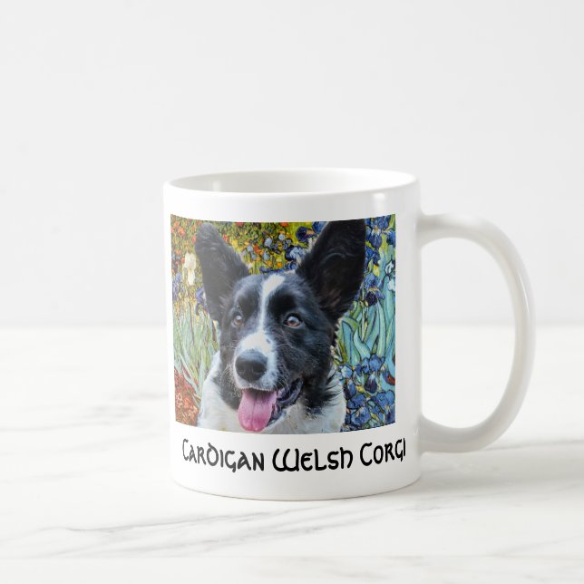 Cardigan Welsh Corgi Van Gogh Irises Mug (Right)
