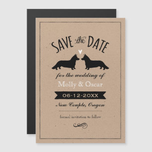 Cardigan Welsh Corgis Wedding Save the Date Magnetic Invitation