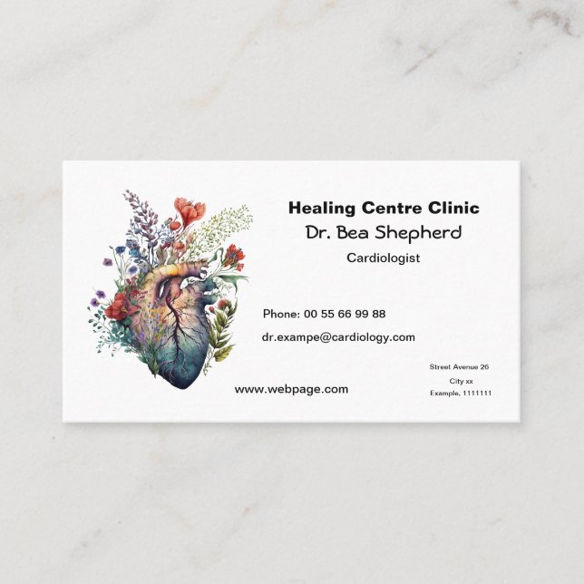 Cardilogiste aquarelle anatomie coeur Carte de vis (Devant)