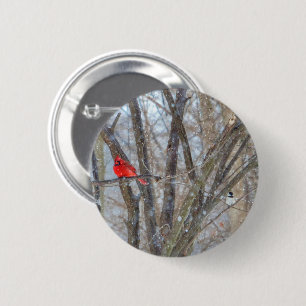 Cardinal and Chickadee 2 Inch Round Button