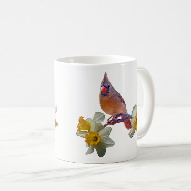 Cardinal and Daffodils - Coffee Mug (Front Right)