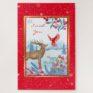 Cardinal and Deer Customize Jigsaw Puzzle
