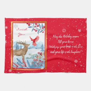 Cardinal and Deer Customize Kitchen Towel