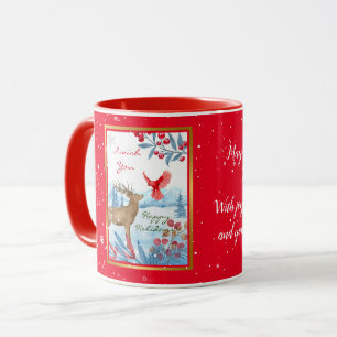 Cardinal and Deer Customize Mug