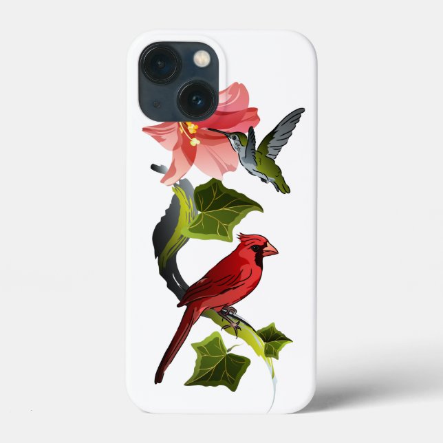 Cardinal and Hummingbird with Pink Lily and Ivy Case-Mate iPhone Case (Back)