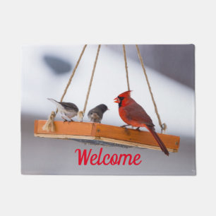 Cardinal and Juncos Welcome Doormat