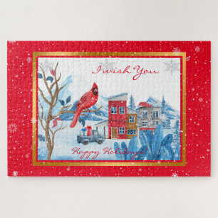 Cardinal And Landscape Customize Jigsaw Puzzle
