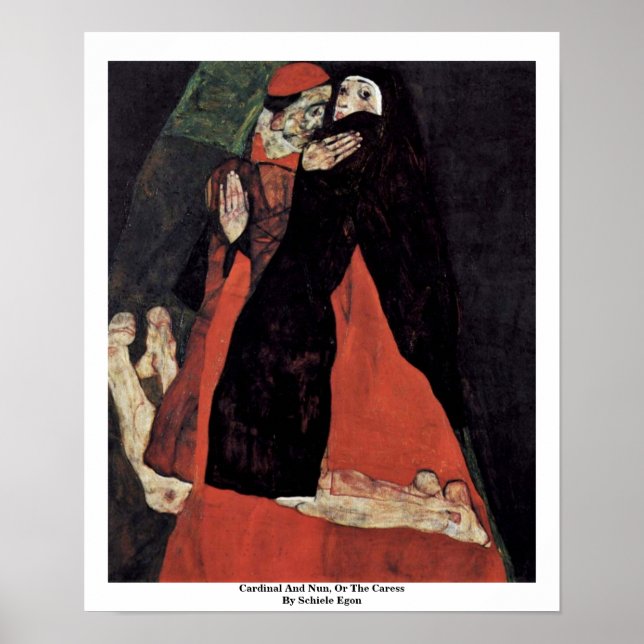 Cardinal And Nun, Or The Caress By Schiele Egon Poster (Front)