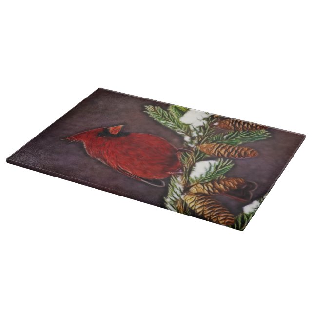 Cardinal and Pinecones Cutting Board (Corner)