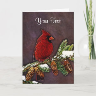 Cardinal and Pinecones Holiday Card
