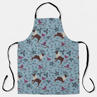Cardinal and Reindeer Christmas Holiday Apron