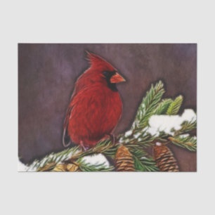 Cardinal and Snowy Pinecones Tissue Paper