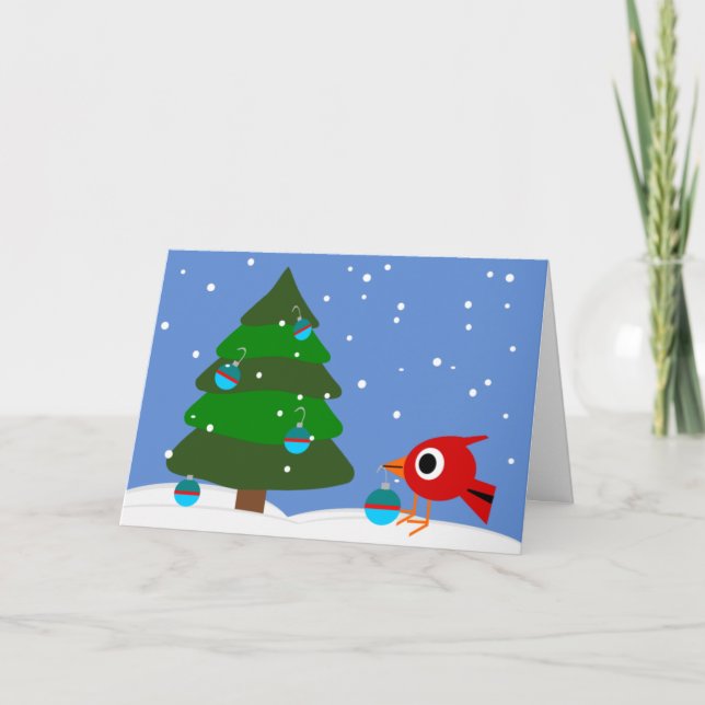 Cardinal And The Christmas Tree Holiday Cards (Front)