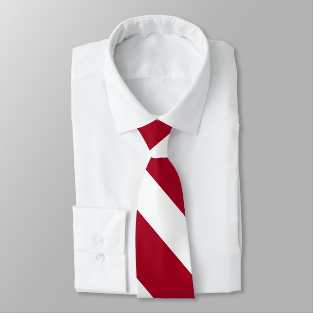 Cardinal and White II University Stripe Tie (Tied)