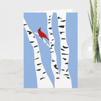 Cardinal and Winter Birch Holiday Card