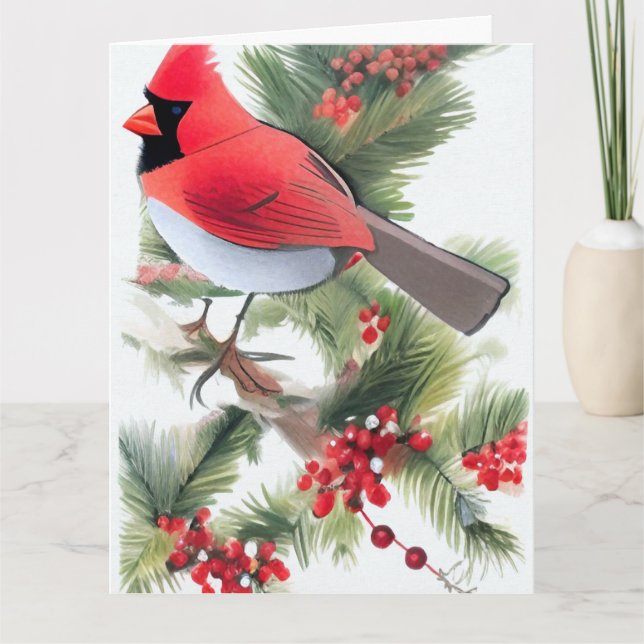 Cardinal Art Card Christmas  Card (Front)