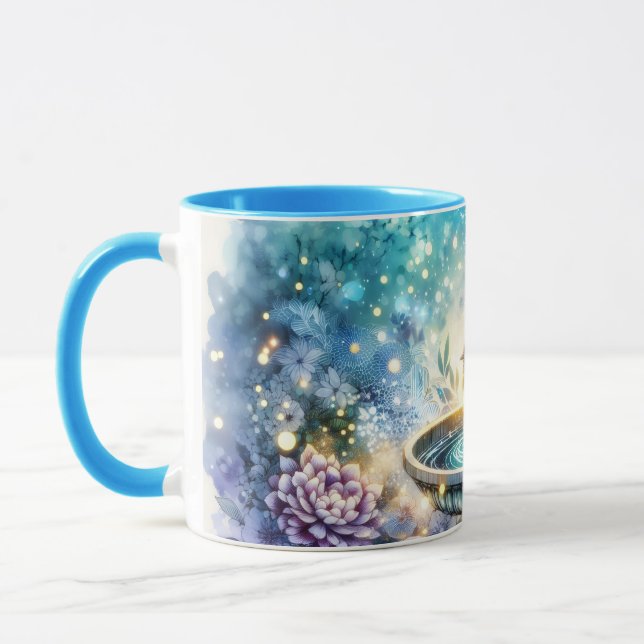 Cardinal at Birdbath Dreamy Garden Ar Mug (Left)