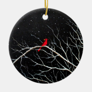 Cardinal at Night Ornament